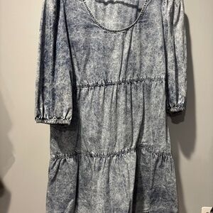 ANA washed denim peasant dress